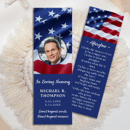 Memorial Photo Patriotic Funeral Prayer Bookmark