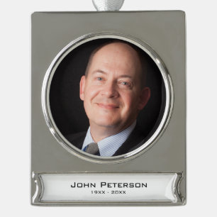 Memorial Photo Personalized Silver Plated Banner Ornament