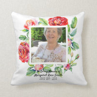 Memorial PHOTO Pillow Verse on Back - Roses