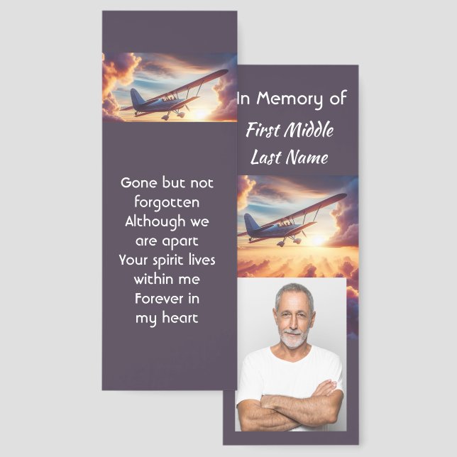 Memorial Photo Pilot Airplane Flying  Bookmarks (Front & Back)