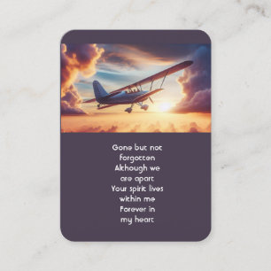 Memorial Photo Pilot Airplane Flying Sunset Business Card