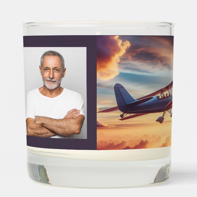 Memorial Photo Pilot Airplane Flying Sunset Scented Candle (Left)