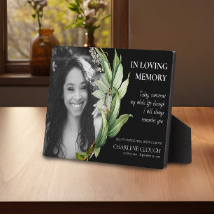 Memorial Photo Plaque   Greenery Foliage Frame
