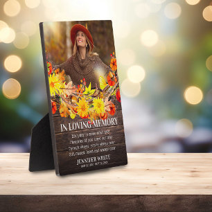 Memorial Photo Plaque Rustic Autumn Fall