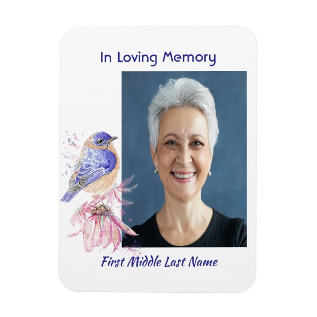 Memorial Photo Poem Bluebird Garden Bird  Magnet (Vertical)