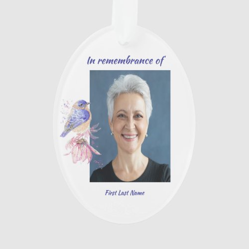 Memorial Photo Poem Bluebird Garden Bird  Ornament