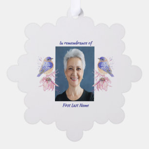 Memorial Photo Poem Bluebird Garden Bird  Ornament Card