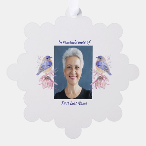 Memorial Photo Poem Bluebird Garden Bird  Ornament Card