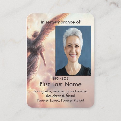 Memorial Photo Prayer Angel In Sky Clouds Business Card