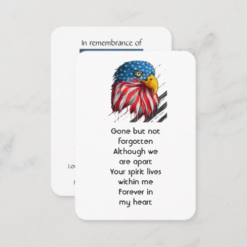 Memorial Photo Prayer Bald Eagle Military Business Card