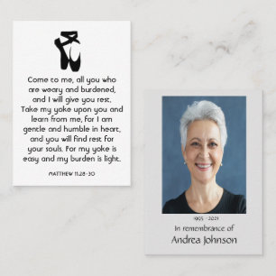 Memorial Photo Prayer Ballet Slippers Dancer Business Card
