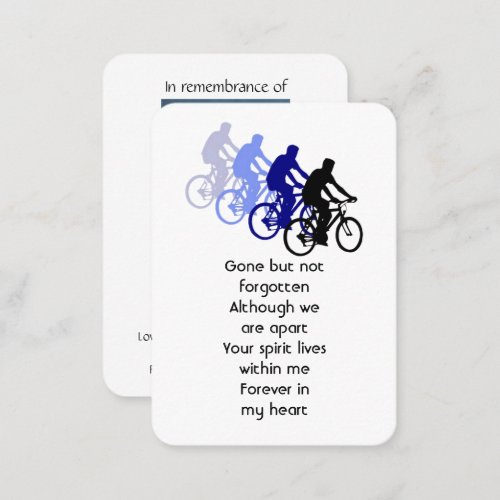 Memorial Photo Prayer Biking Biker Bicycle Business Card