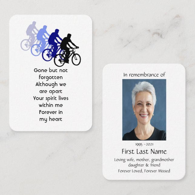 Memorial Photo Prayer Biking Biker Bicycle Business Card (Front/Back)