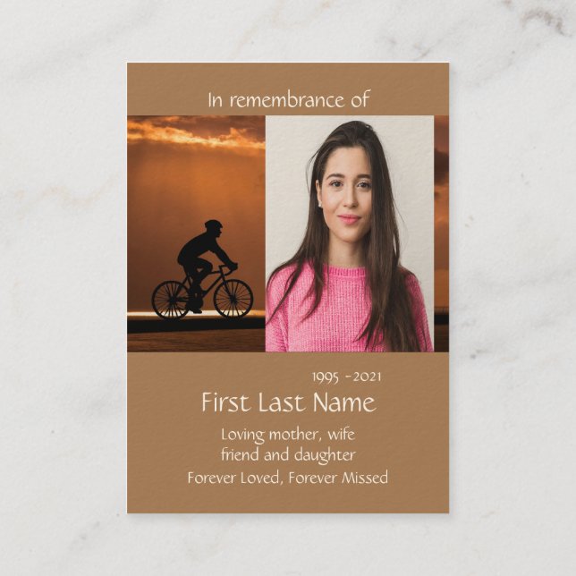 Memorial Photo Prayer Biking Cycling Bike Business Business Card (Back)