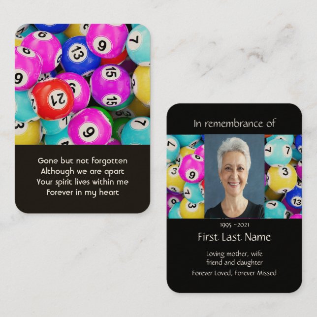 Memorial Photo Prayer Bingo Game Business Card (Front/Back)