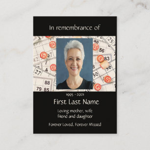 Memorial Photo Prayer Bingo Game Business Card