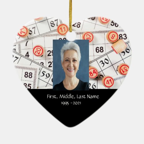 Memorial Photo Prayer Bingo Game Ceramic Ornament