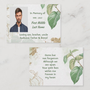 Memorial Photo Prayer Botany Botanical Nature Business Card