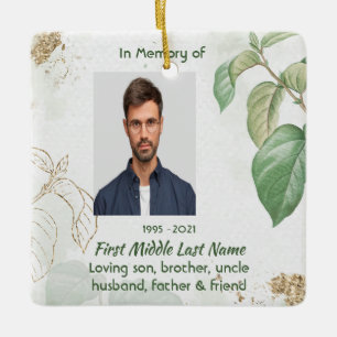 Memorial Photo Prayer Botany Botanical Nature Ceramic Ornament
