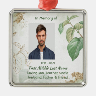 Memorial Photo Prayer Botany Botanical Nature Metal Ornament