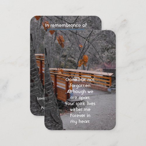 Memorial Photo Prayer Bridge Forest Wilderness  Business Card