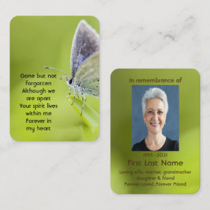 Memorial Photo Prayer Butterfly Garden Nature Business Card