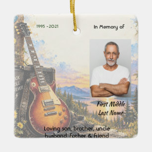 Memorial Photo Prayer Card Guitar Musician Music Ceramic Ornament