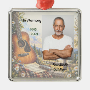 Memorial Photo Prayer Card Guitar Musician Music Metal Ornament