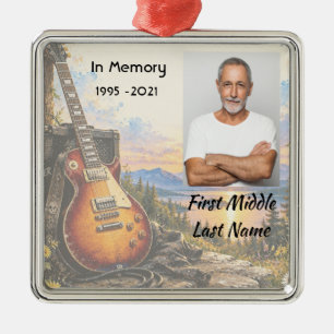 Memorial Photo Prayer Card Guitar Musician Music Metal Ornament