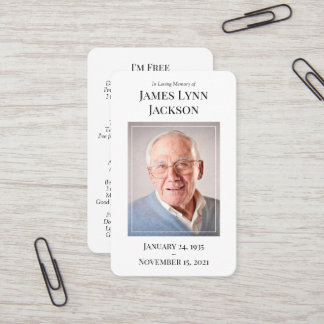 Memorial Photo Prayer Card - I'm Free