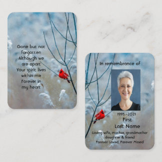Memorial Photo Prayer Cardinal Red Bird  Business Card