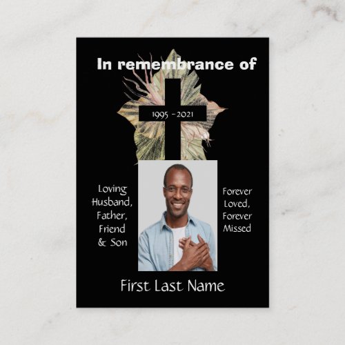 Memorial Photo Prayer Christian Cross Business Card