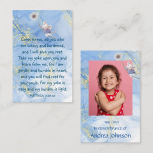 Memorial Photo Prayer Cute Little Mouse Children Business Card