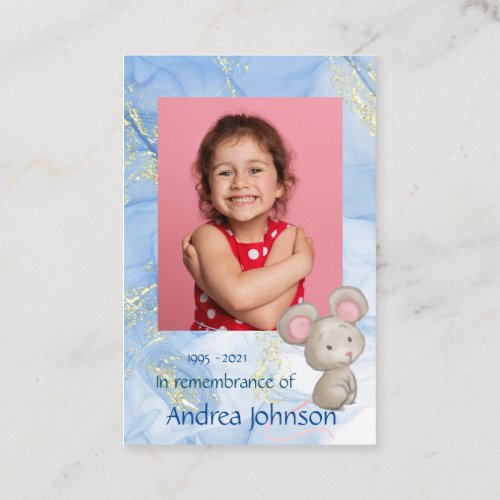 Memorial Photo Prayer Cute Little Mouse Children   Business Card