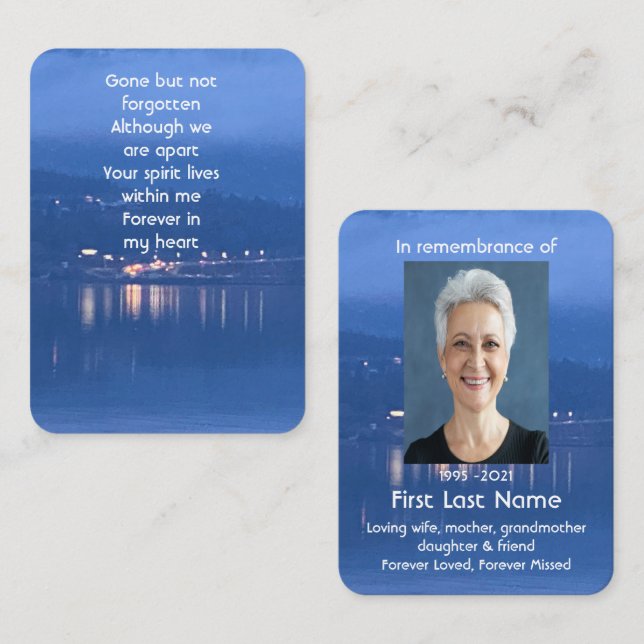 Memorial Photo Prayer Dawn Morning Lake Traffic  Business Card (Front/Back)