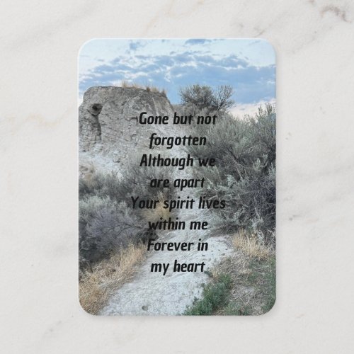 Memorial Photo Prayer Desert Mountain Trail Walk  Business Card