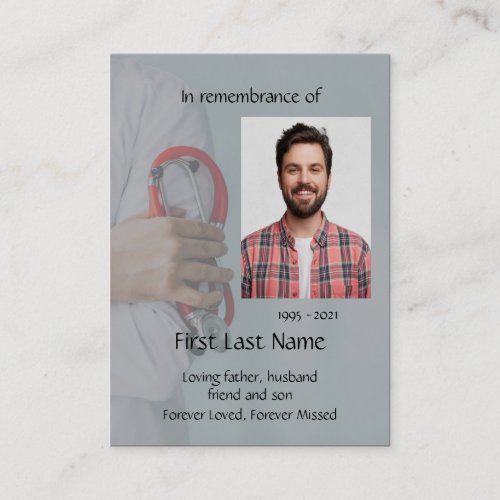 Memorial Photo Prayer Doctor Nurse Medical  Business Card