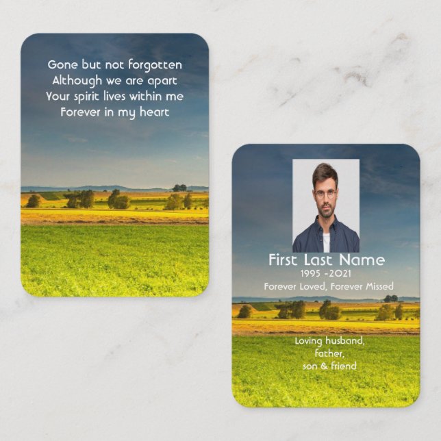 Memorial Photo Prayer Farm Crop Fields Landscape Business Card (Front/Back)