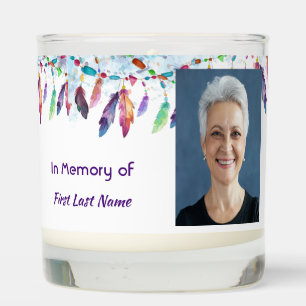 Memorial Photo Prayer Feathers Boho Tribal Native Scented Candle