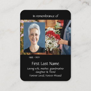 Memorial Photo Prayer Florist Flower Arranging Business Card
