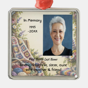 Memorial Photo Prayer for Crochet lovers Metal Ornament