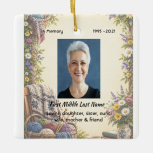 Memorial Photo Prayer for Knitters Loved Knitting Ceramic Ornament