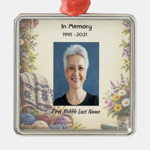 Memorial Photo Prayer for Knitters Loved Knitting Metal Ornament