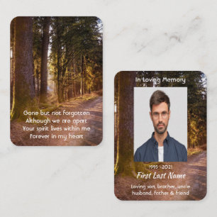 Memorial Photo Prayer Forest Trail Walk Park Business Card