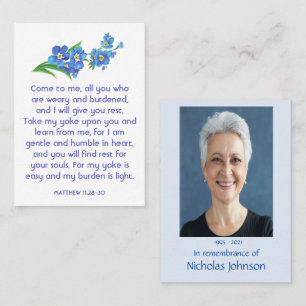 Memorial Photo Prayer Forget-me-not Garden Flower Business Card