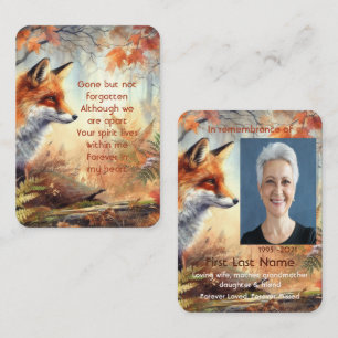 Memorial Photo Prayer Fox Animal Wildlife Nature Business Card
