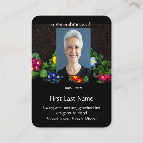 Memorial Photo Prayer Gardener Gardening Primula Business Card