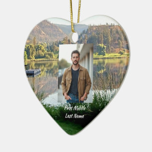 Memorial Photo Prayer Golf Course Pond Lake Nature Ceramic Ornament