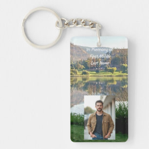 Memorial Photo Prayer Golf Course Pond Lake Nature Keychain