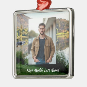 Memorial Photo Prayer Golf Course Pond Lake Nature Metal Ornament